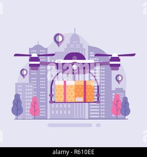 Drone Delivery Service Konzept Stock Vektor