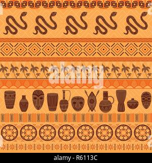 Tribal ethnischen nahtlose Muster. Abstrakte geometrische Ornamente mit afrikanischen Motiven. Vector Illustration. Perfekt für Textildruck, Tapete, Stoff, desi Stock Vektor