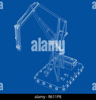 Schwimmkran. 3D-Darstellung Stockfoto
