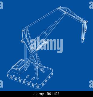 Schwimmkran. 3D-Darstellung Stockfoto