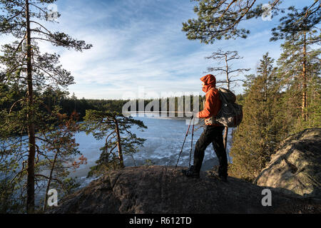 Wandern im Nationalpark Nuuksio, Vihti, Finnland Stockfoto