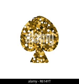 Spielkartensymbol. Goldener Spangle. Pikes Pik . Vektorabbildung. Stock Vektor