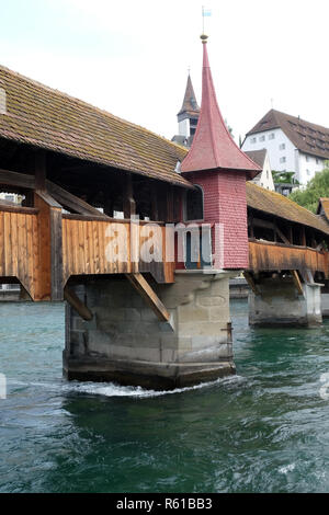 Der Spreuer Brücke (Spreuerbrucke, früher auch Muhlenbrucke) in Luzern, Schweiz Stockfoto