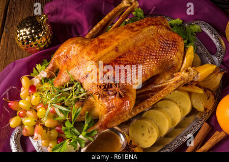 Weihnachtsgans Abendessen Stockfoto