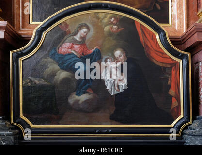 Hl. Stanislaus Kostka änderungsverlangens Jesuskind, Anbetung der Könige altar Jesuitenkirche St. Franz Xaver in Luzern, Schweiz Stockfoto