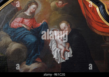 Hl. Stanislaus Kostka änderungsverlangens Jesuskind, Anbetung der Könige altar Jesuitenkirche St. Franz Xaver in Luzern, Schweiz Stockfoto