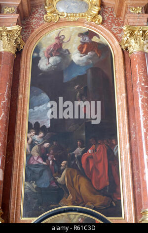 Anbetung der Heiligen Drei Könige altar Jesuitenkirche St. Franz Xaver in Luzern, Schweiz Stockfoto