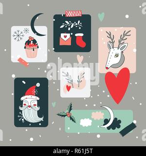 Weihnachten und Neujahr Urlaub design elemente Set Vector Illustration Stock Vektor