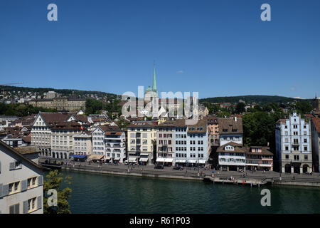 Panorama Aussicht auf das historische Stadtzentrum von Zürich, Schweiz Stockfoto