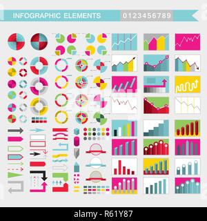 Set aus bunten Infografik Elemente Diagramme, Grafik, Diagramm, Pfeile, Schilder, Bars etc. buttonsborders Vector Illustration Stock Vektor