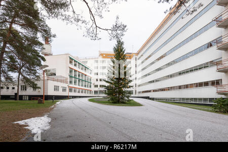 PAIMIO, FINNLAND - Dezember 2, 2018: Sanatorium Paimio von Alvar Aalto entworfen. Stockfoto