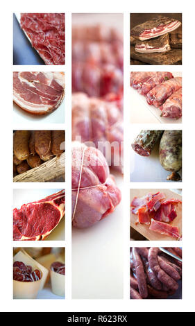 Fleisch auf einer Collage. Stockfoto