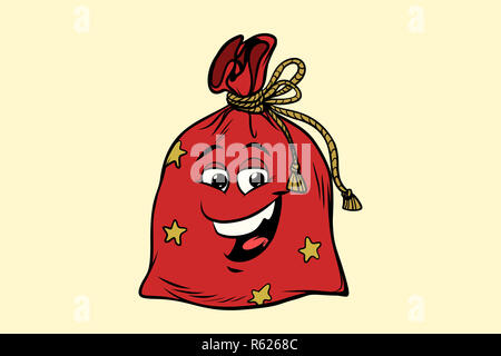 Geschenk Santa Sack niedlich Smiley Charakter Stockfoto