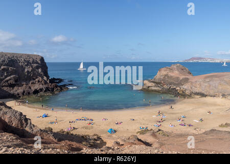 Papagayo Strand (Playa de Papagayo), Lanzarote, Kanarische Inseln, Spanien Stockfoto