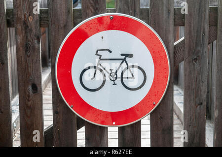 Keine Fahrräder erlaubt Zeichen Stockfoto