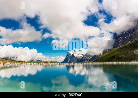 Fallbodensee an der Jungfrau eiger in den Schweizer Bergen, Grindelwald, Berner Oberland, Schweiz Stockfoto