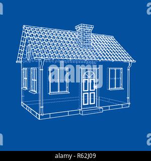 Private Haus Skizze. 3D-Darstellung Stockfoto