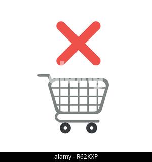 Vector illustration symbol Konzept der Warenkorb mit x Markieren. Stock Vektor