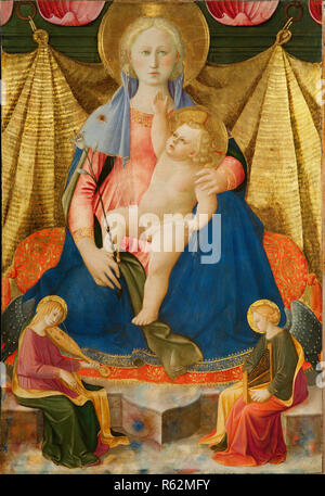 Die Madonna der Demut mit zwei Musiker Engel. Datum/Zeitraum: 1448 - 1450. Panel. Höhe: 83,50 mm (3.28 in); Breite: 56,80 mm (2.23 in). Autor: ZANOBI STROZZI. STROZZI, ZANOBI. Stockfoto