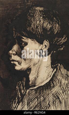Kopf einer Frau. Datum: Dezember 1884 - Januar 1885, Nuenen. Abmessungen: 12,4 cm x 7,9 cm. Museum: Van Gogh Museum, Amsterdam. Stockfoto