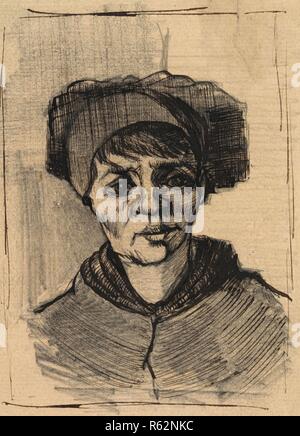 Kopf einer Frau. Datum: Dezember 1884 - Januar 1885, Nuenen. Abmessungen: 14,4 cm x 10,0 cm. Museum: Van Gogh Museum, Amsterdam. Stockfoto