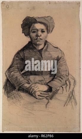 Sitzende Frau. Datum: Februar 1885, Nuenen. Abmessungen: 34,6 cm x 21,1 cm. Museum: Van Gogh Museum, Amsterdam. Stockfoto