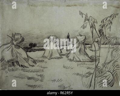 Feld mit Garben von Weizen. Datum: Juli 1890, Auvers-sur-Oise. Abmessungen: 47,5 cm x 62,8 cm. Museum: Van Gogh Museum, Amsterdam. Stockfoto