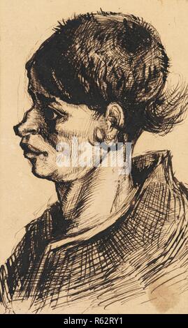 Kopf einer Frau. Datum: Dezember 1884 - Januar 1885, Nuenen. Abmessungen: 13,2 cm x 7,9 cm. Museum: Van Gogh Museum, Amsterdam. Stockfoto