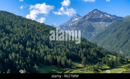 Chisone Tal: mountiain Landschaft entlang der Straße nach Sestriere, Turin, Piemont, Italien, im Sommer Stockfoto