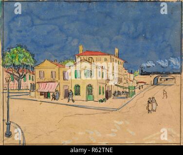 Das Gelbe Haus (die Straße). Datum: Oktober 1888, Arles. Abmessungen: 25,7 cm x 32,0 cm. Museum: Van Gogh Museum, Amsterdam. Stockfoto