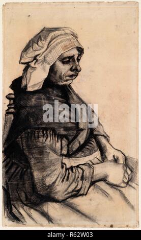 Sitzende Frau. Datum: Februar 1885, Nuenen. Abmessungen: 34,5 cm x 21,1 cm. Museum: Van Gogh Museum, Amsterdam. Stockfoto