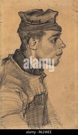 Kopf eines jungen Menschen. Datum: Dezember 1884 - Mai 1885, Nuenen. Abmessungen: 34,6 cm x 21,5 cm. Museum: Van Gogh Museum, Amsterdam. Stockfoto