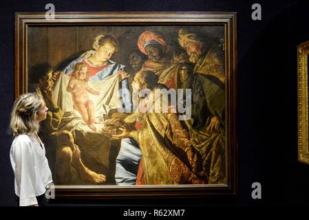 London, Großbritannien. 3. Dezember 2018: Die Anbetung der Könige von Matthias Stom (ca. 1600 - ca. 1652). Schätzung: £ 70,000-100, 000. Credit: Claire Doherty/Alamy leben Nachrichten Stockfoto