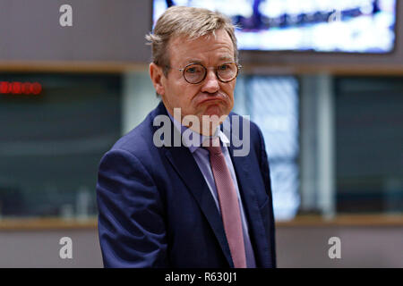 Brüssel, Belgien. 3. Dez 2018. belgische Finanzminister Johan Van Overtveldt besucht in einer Tagung der EU-Finanzminister der Eurogruppe auf EU-Hauptquartier. Alexandros Michailidis/Alamy leben Nachrichten Stockfoto