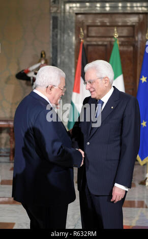 Rom, Rom, Italien. 3 Dez, 2018. Der palästinensische Präsident Mahmoud Abbas trifft sich mit italienischen Präsidenten Sergio Mattarella, in Rom, Italien, am Dezember 3, 2018 Quelle: thaer Ganaim/APA-Images/ZUMA Draht/Alamy leben Nachrichten Stockfoto