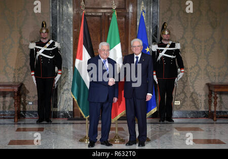 Rom, Rom, Italien. 3 Dez, 2018. Der palästinensische Präsident Mahmoud Abbas trifft sich mit italienischen Präsidenten Sergio Mattarella, in Rom, Italien, am Dezember 3, 2018 Quelle: thaer Ganaim/APA-Images/ZUMA Draht/Alamy leben Nachrichten Stockfoto