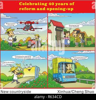 (181130) - Peking, November 30, 2018 (Xinhua) - Comics zeigen die Veränderungen in der Landschaft in 40 Jahren Chinas Umsetzung der Reform und Öffnung. (Xinhua / Zheng Yue) Stockfoto