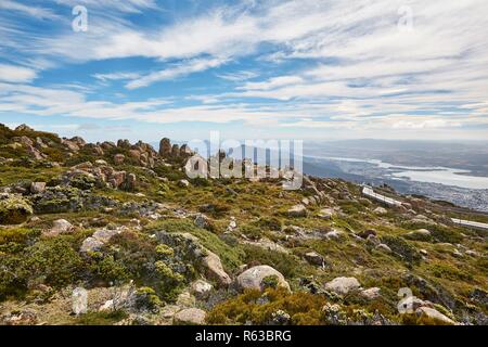 Hobart von oben Stockfoto