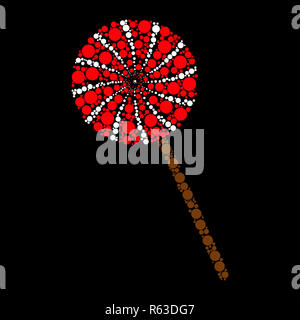 Candy stick dot Symbol auf schwarzem Hintergrund Stockfoto