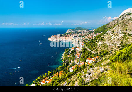Luftaufnahme von Dubrovnik und die Adria in Kroatien Stockfoto