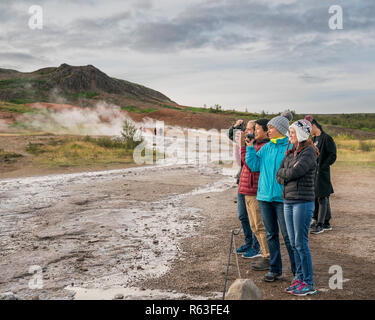 Geothermie, Strokkur-Geysir, Island Stockfoto