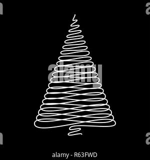 Weihnachtsbaum scribble vectordesign auf schwarzem Hintergrund Stockfoto