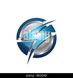 Flash Planet Kreis Thunder Logo Design Illustration, Logo Thunder die Stromversorgung Schnell Logo Konzept Stock Vektor