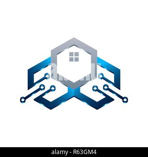 Basic dieses Logo ist Haus und Schaltung, dieses Logo versuchen, eine moderne Technologie zu symbolisieren Stock Vektor