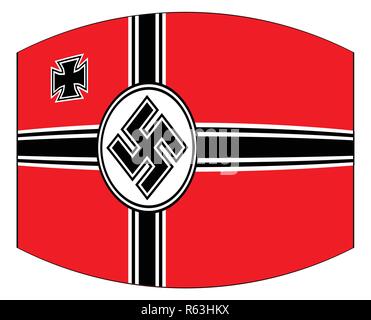 Die Nazi Flag wie im Zweiten Weltkrieg mit aufgeblähten Verdrehung verwendet Stock Vektor