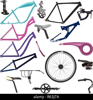 Fahrrad Teile und Radfahren Ausrüstung Vector Illustration Stock Vektor