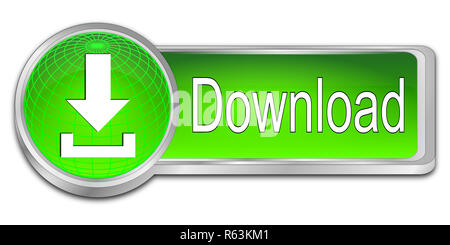 Grüne Schaltfläche Download - 3D-Darstellung Stockfoto