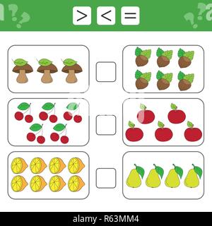Mathematik Arbeitsblatt für Kinder. Kinder zählen pädagogische Aktivität Stock Vektor