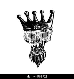 König Bart Schädel Scratchboard Stockfoto