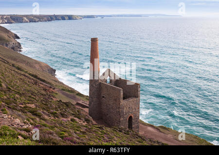 Towanroath Pumpen Motor Haus, Wheal Coates Zinnmine, Cornwall, England, Großbritannien Stockfoto